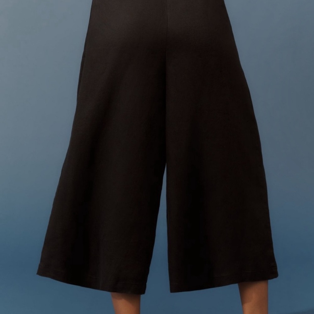 Anthropologie Black Flare Linen High-Waisted Wide Leg - Picture 3 of 3